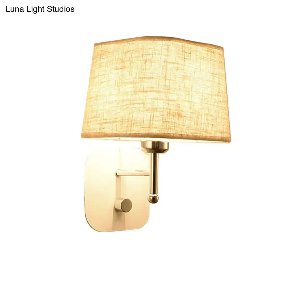 Modern brass and beige linen wall sconce lighting bedroom lamp