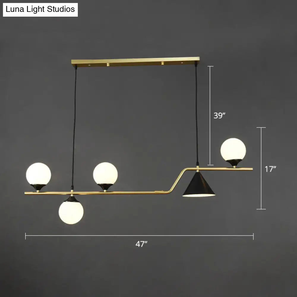 Modern brass and black 3 light hanging island light for dining room