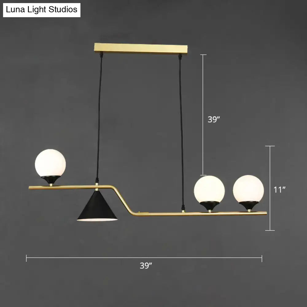 Modern brass and black 3 light hanging island light for dining room