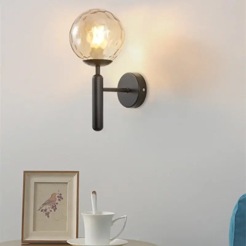 DecorBites™ Brass Chandelier with Black Art Glass Ball - Minimalist Living Room Dining Decor