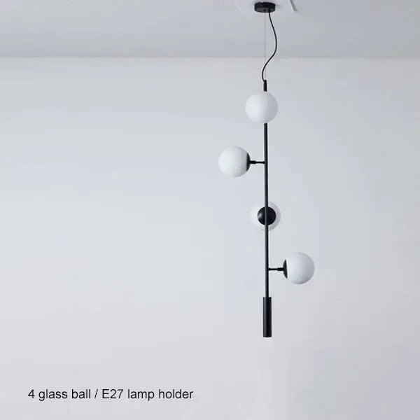 DecorBites™ Brass Chandelier with Black Art Glass Ball - Minimalist Living Room Dining Decor