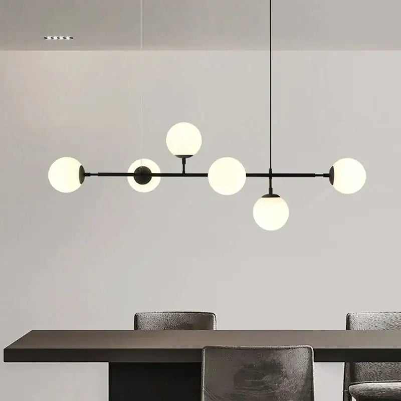 DecorBites™ Brass Chandelier with Black Art Glass Ball - Minimalist Living Room Dining Decor