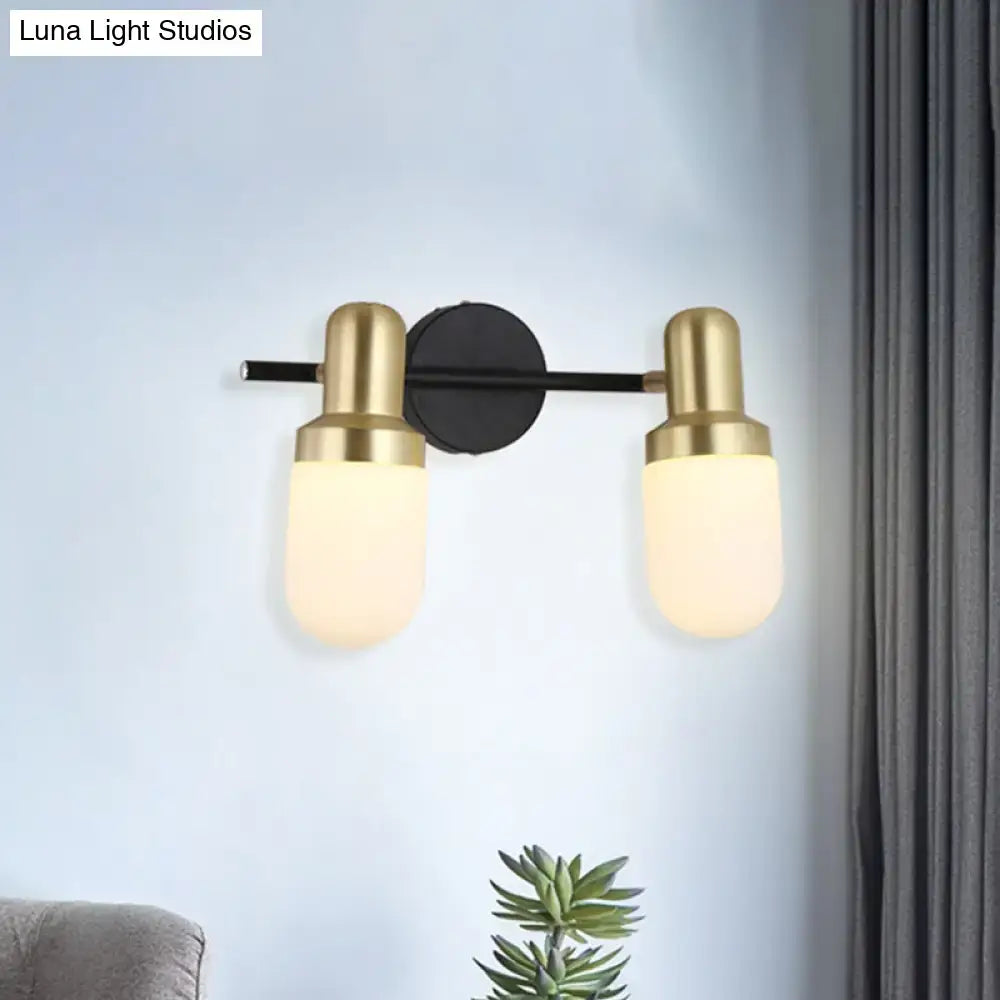 Modern brass and black glass sconce light bedroom wall lamp