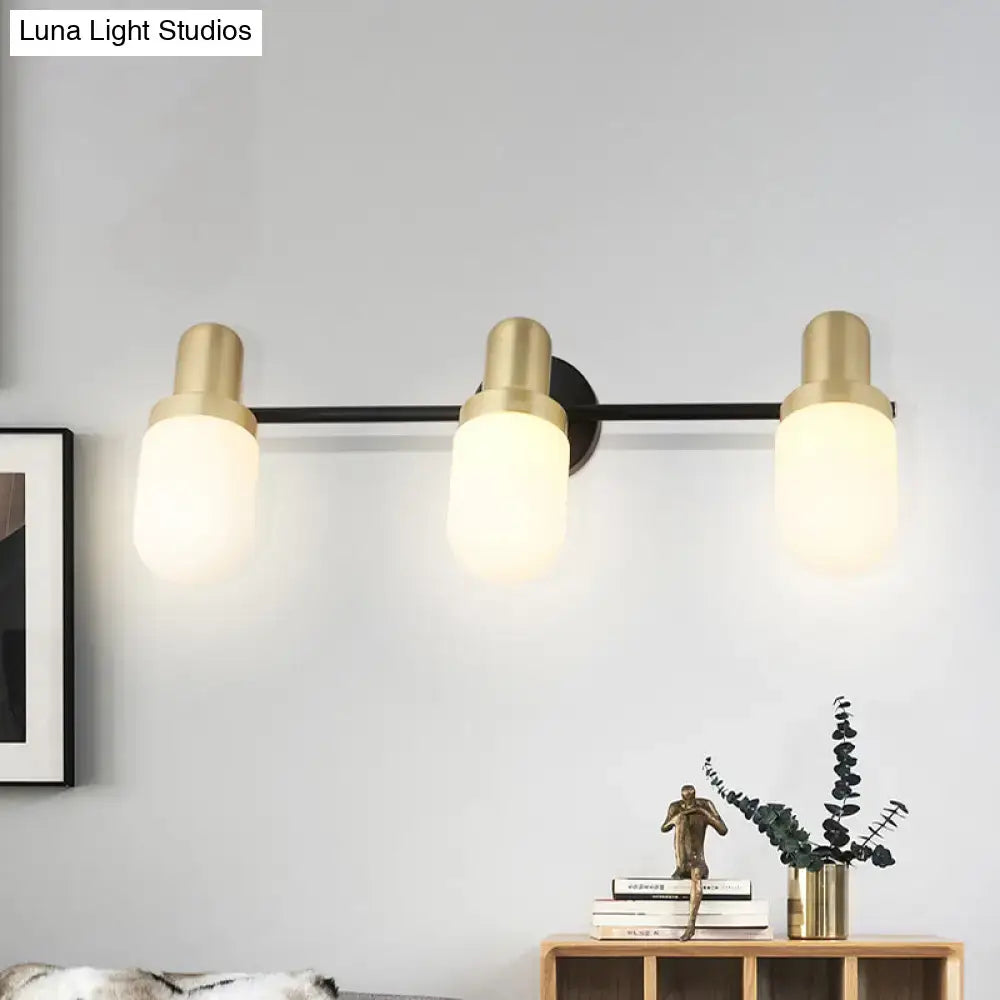 Modern brass and black glass sconce light bedroom wall lamp