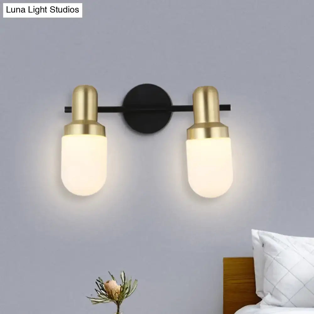 Modern brass and black glass sconce light bedroom wall lamp
