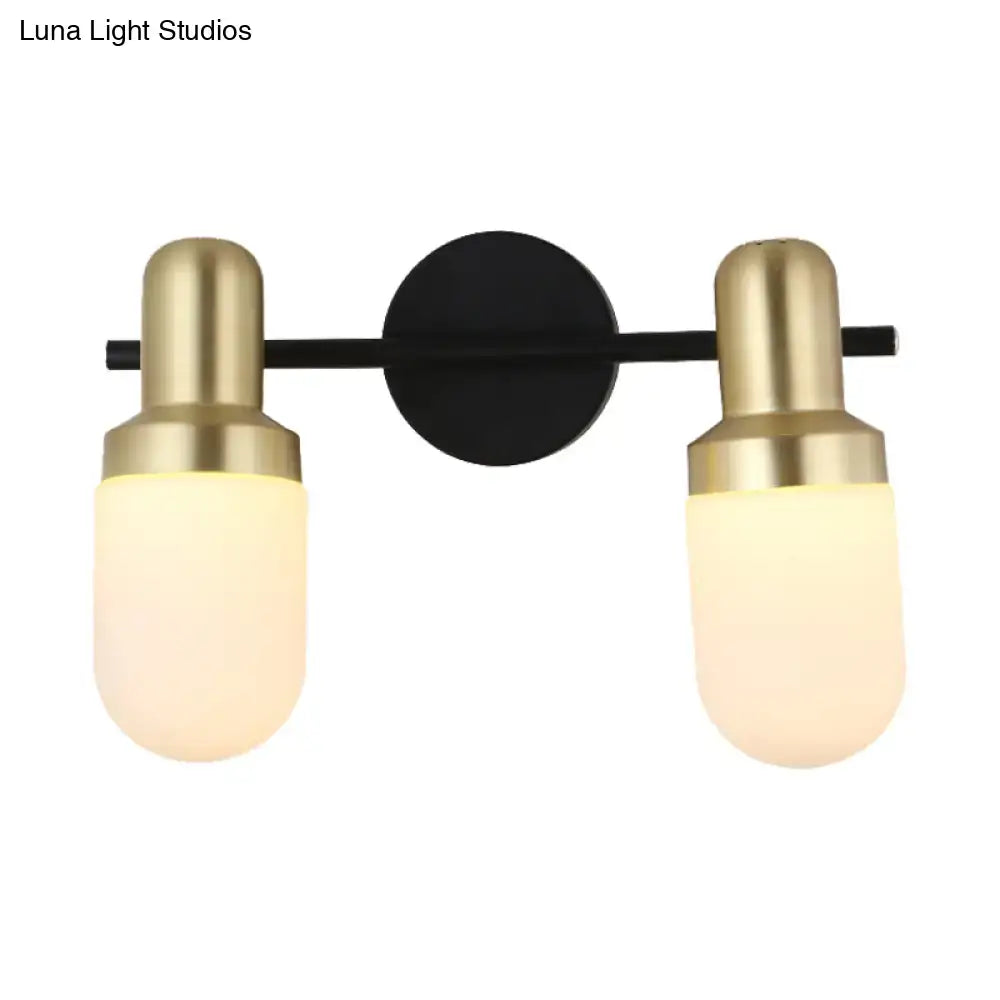 Modern brass and black glass sconce light bedroom wall lamp