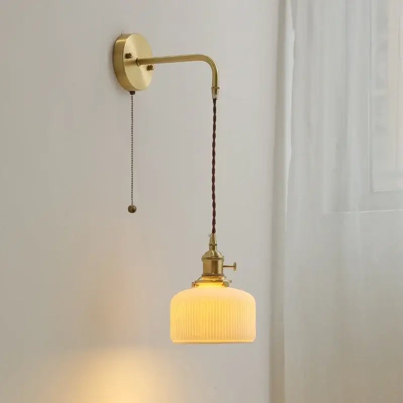 DecorBites™ Ceramic Copper LED Wall Lamp with Pull Chain Switch for Modern Style Interiors