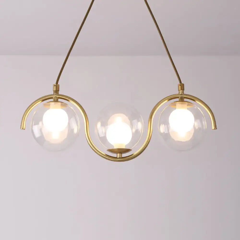 DecorBites™ Minimalist Clear Glass Island Lighting - Orb Shaped - 3/5/7 Lights - Hanging Light Fixture in Brass