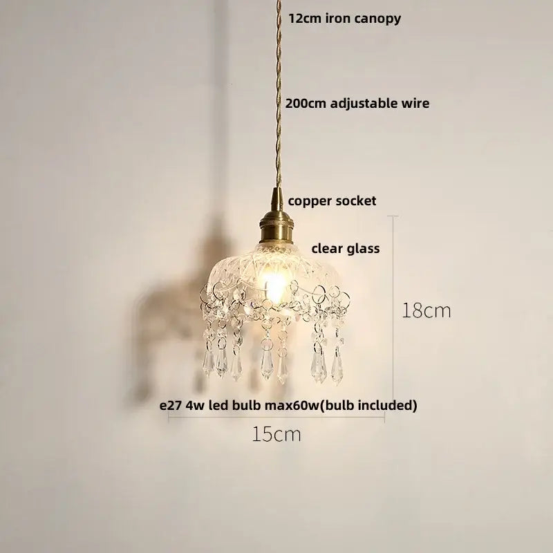 Modern brass and clear glass led pendant lamp for dining room