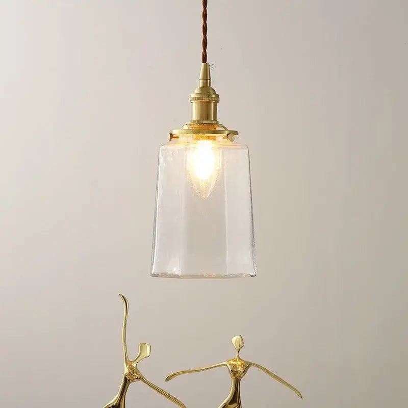 Modern brass and clear glass led pendant lamp for dining room