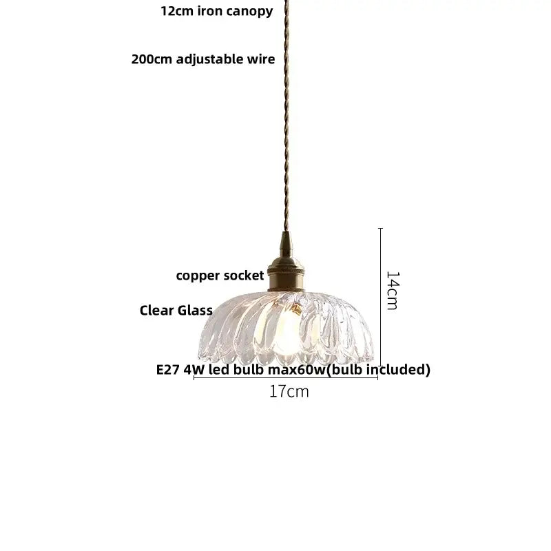Modern brass and clear glass led pendant lamp for dining room