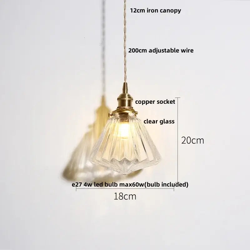 Modern brass and clear glass led pendant lamp for dining room