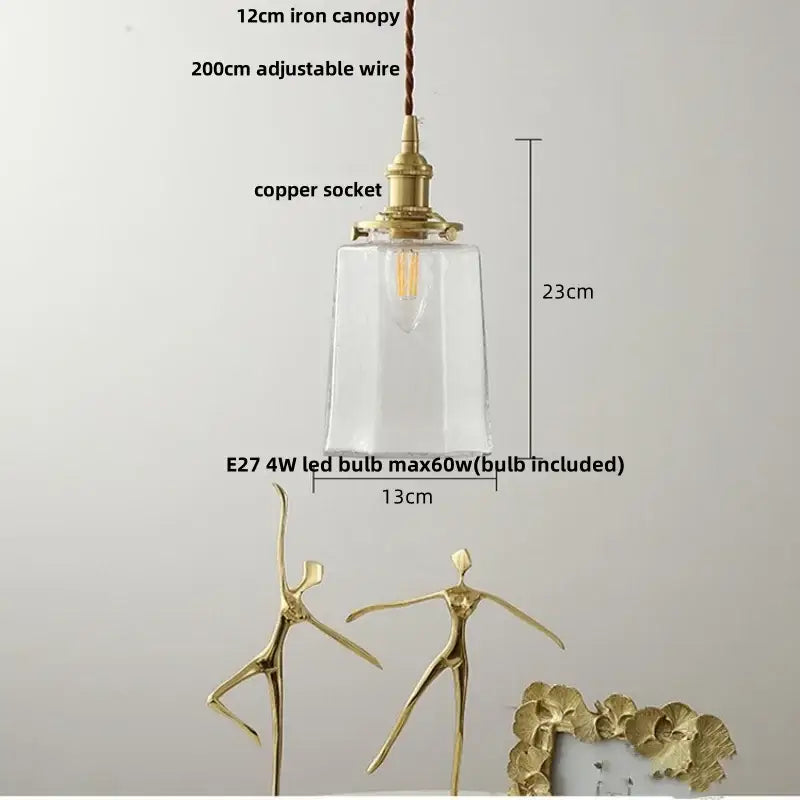 Modern brass and clear glass led pendant lamp for dining room