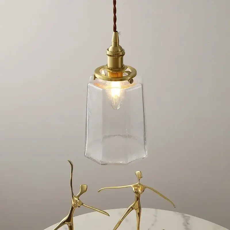 Modern brass and clear glass led pendant lamp for dining room