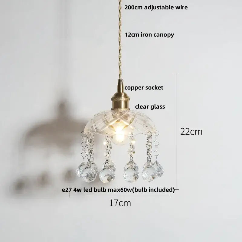 Modern brass and clear glass led pendant lamp for dining room