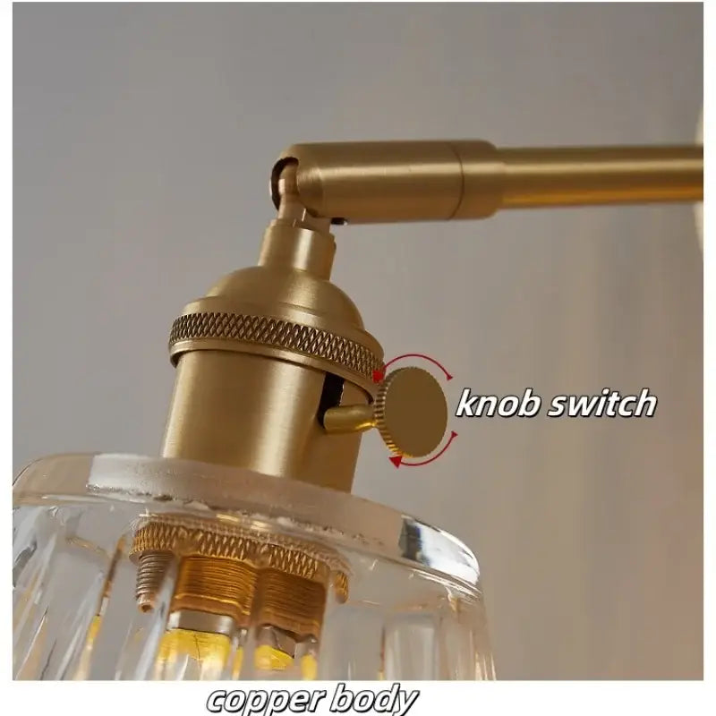 Modern brass and clear glass wall lights bedroom sconce