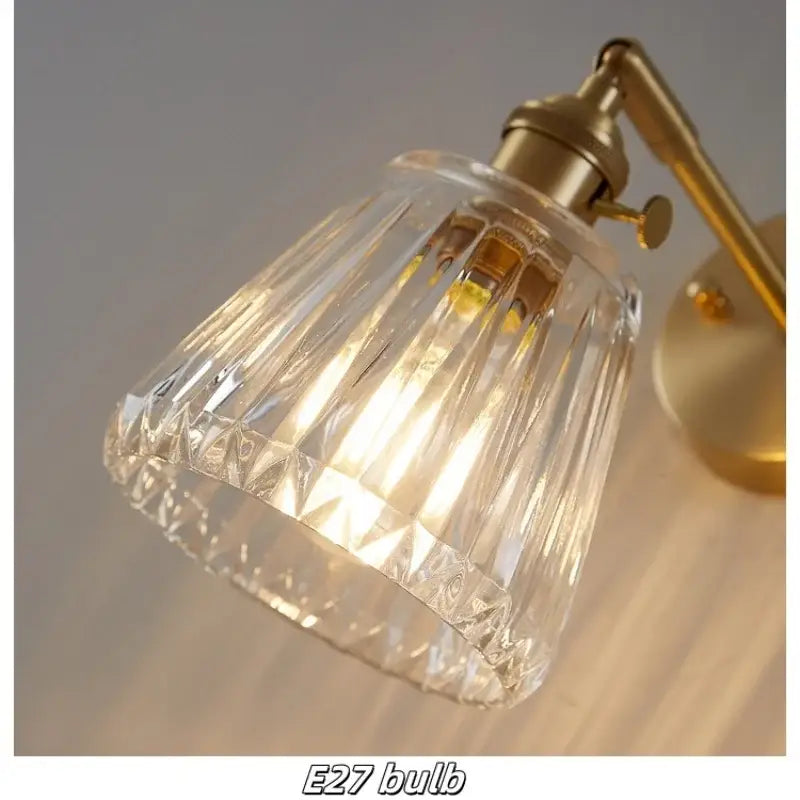Modern brass and clear glass wall lights bedroom sconce