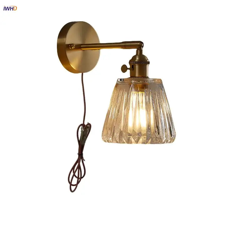 Modern brass and clear glass wall lights bedroom sconce