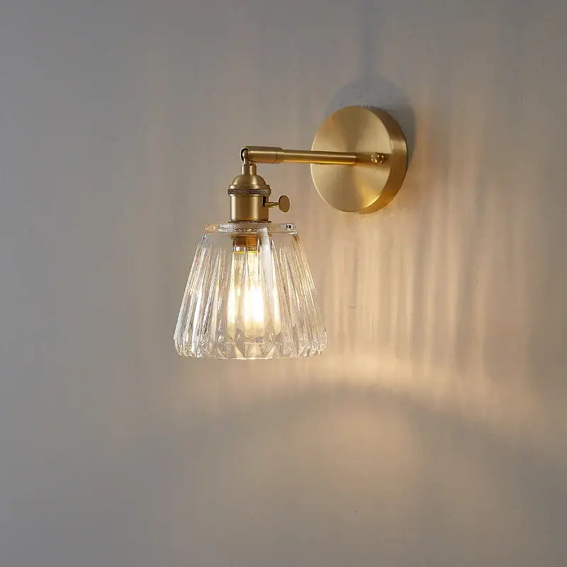 Modern brass and clear glass wall lights bedroom sconce