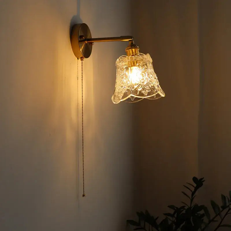 Modern brass and crystal led wall lamps bedroom sconce