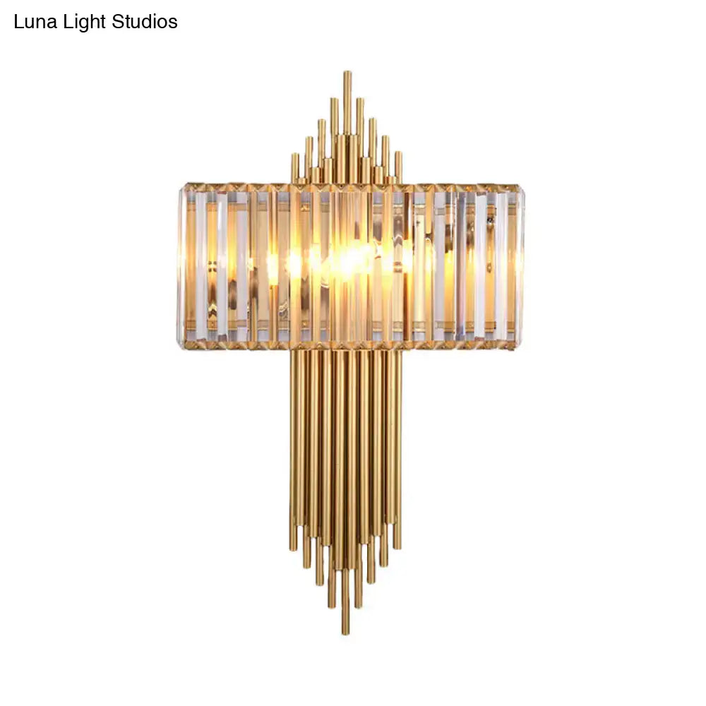Modern brass and crystal rectangular wall lighting for bedroom