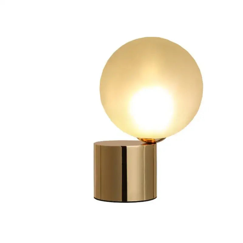 Modern brass and decorbites glass circular table lamp for bedroom