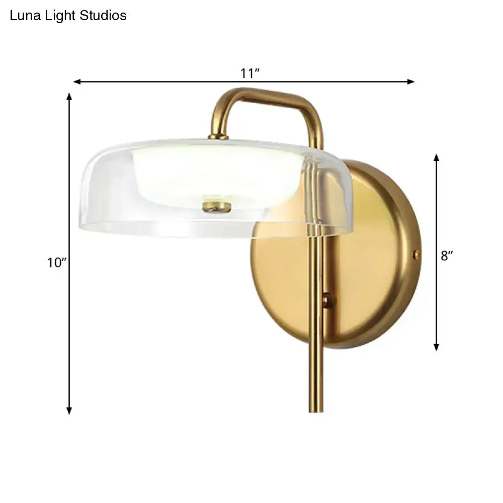 Modern brass and glass bedside wall sconce – bedroom light