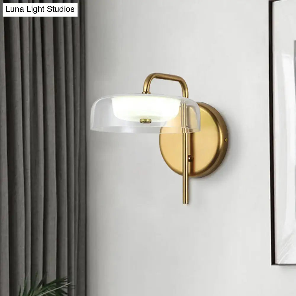 Modern brass and glass bedside wall sconce – bedroom light