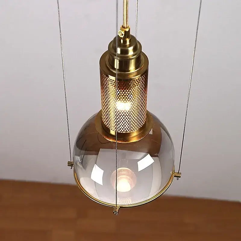Modern brass and glass crystal ball led pendant light dining room