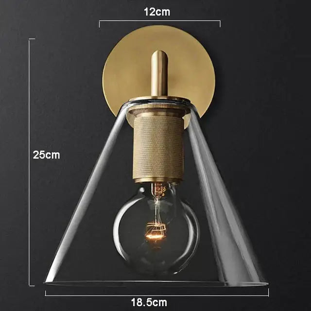 Modern brass and glass wall sconce bedroom light