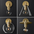 Modern brass and glass wall sconce bedroom light
