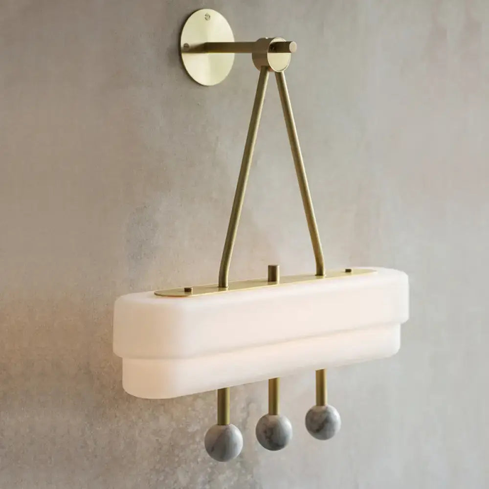 Modern brass and gray sconce light fixture – dining room wall lamp
