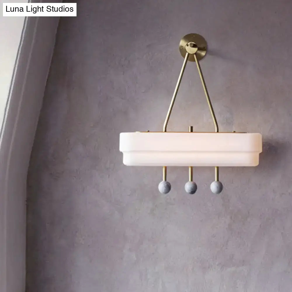 Modern brass and gray sconce light fixture – dining room wall lamp