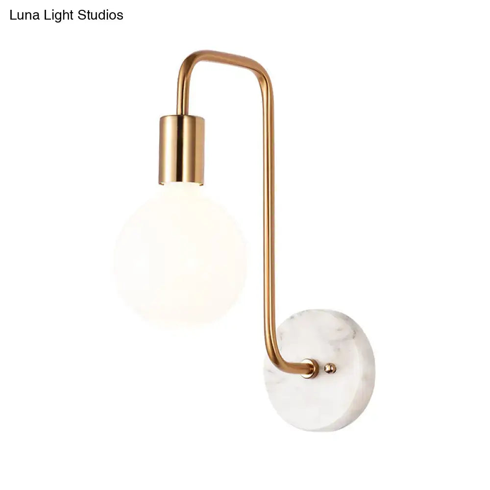 DecorBites™ Modern Gold Wall Sconce with White Glass Shade – Bedroom Light Fixture