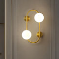Modern brass and milk glass led wall mount lamp bedroom sconce
