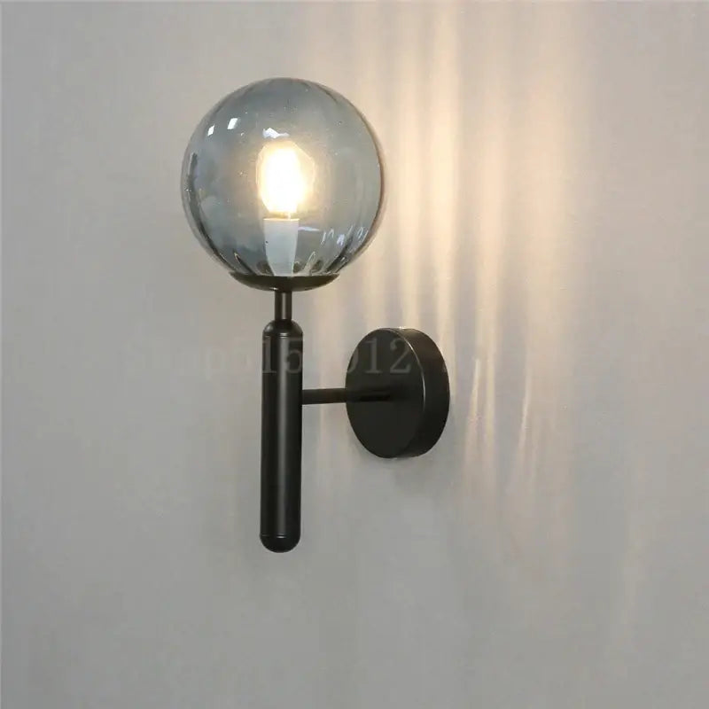Modern brass and pink glass wall lamp for living room