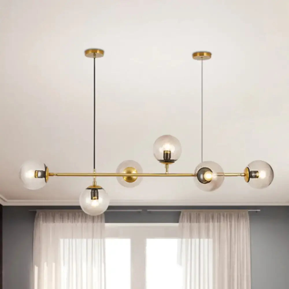 Modern brass and smoke gray bubble chandelier – dining room light