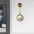Modern brass and smoke gray glass corner wall light bedroom sconce