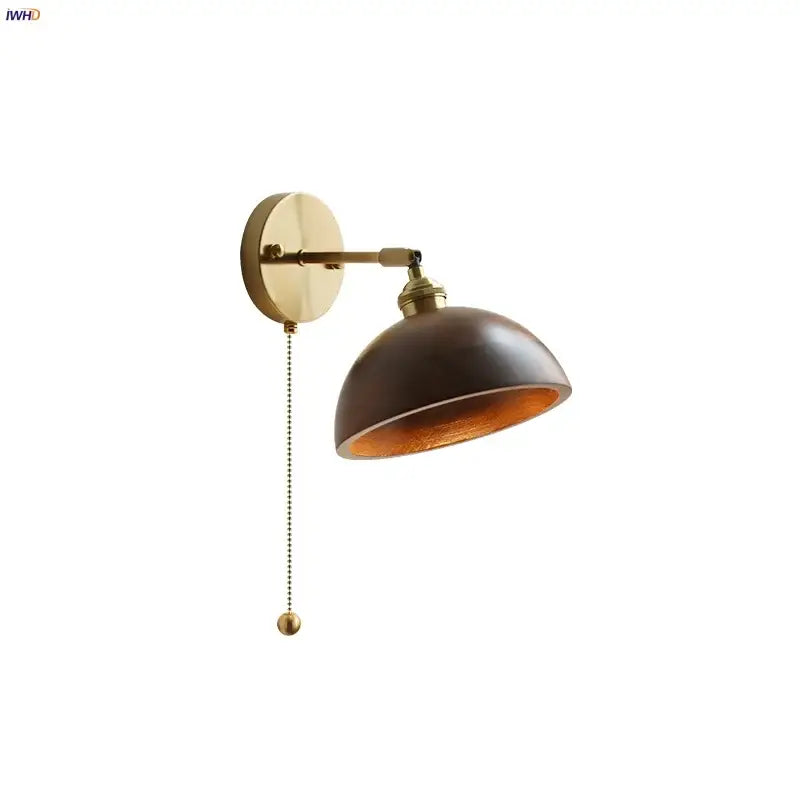 Modern brass and walnut led wall sconce bedroom mirror light