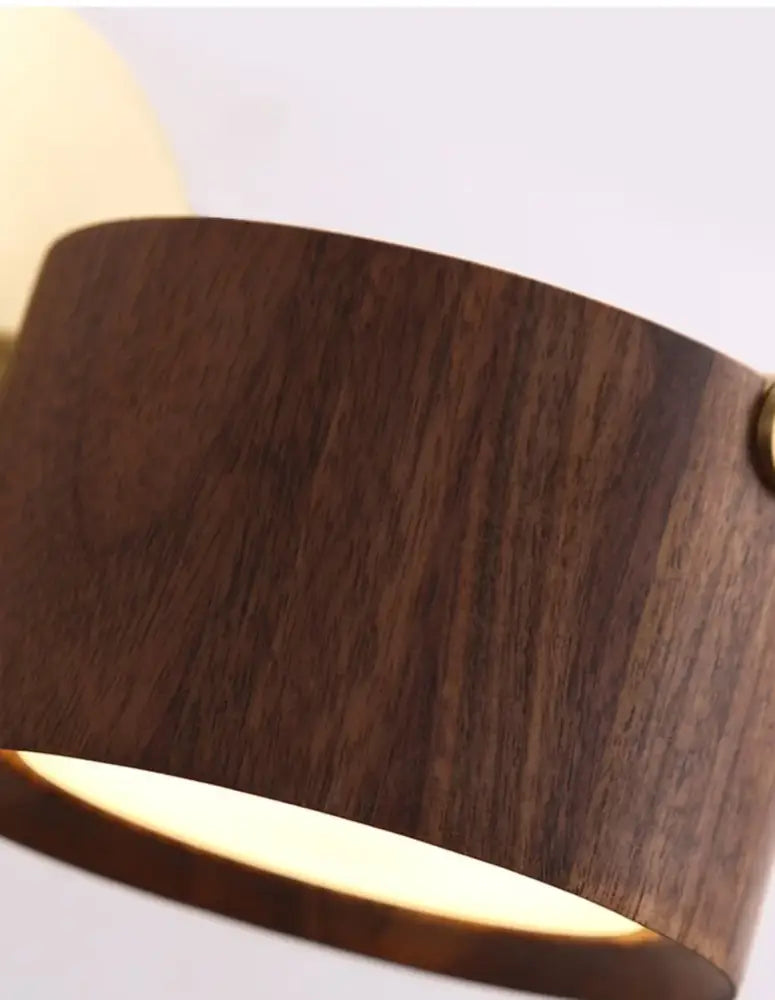 Modern brass and wood base wall sconce for living room spotlight