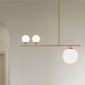DecorBites™ Minimalistic Brass Ball Pendant Light: Opal Glass Island Lighting for Dining Room (3-Light)