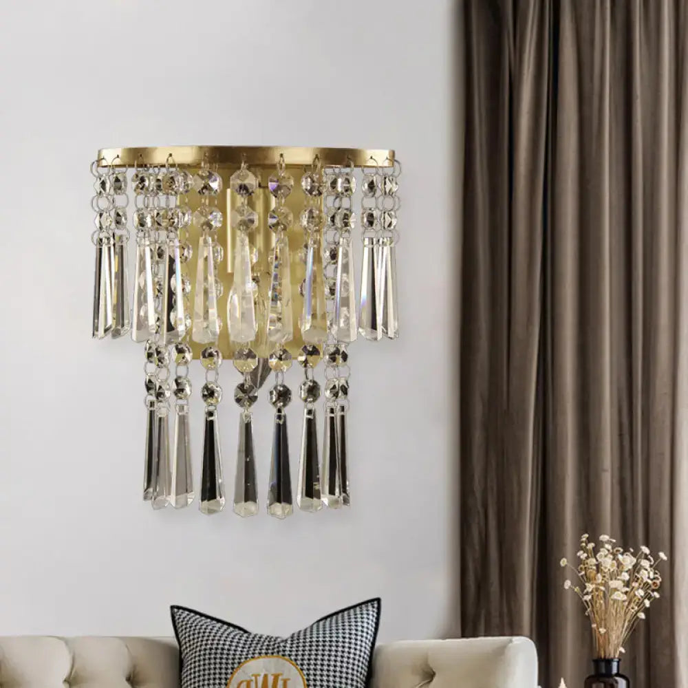 Modern brass beveled glass crystal wall sconce corridor light