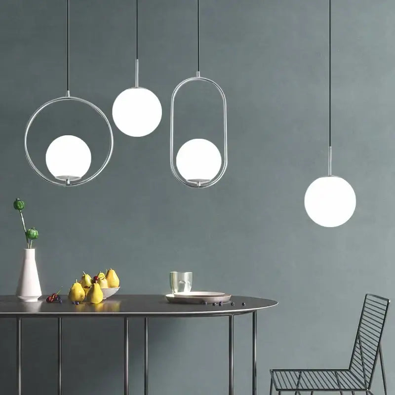 DecorBites™ Glass Ball Pendant Lights Modern LED Brass Black Chrome Suspension Luminaire