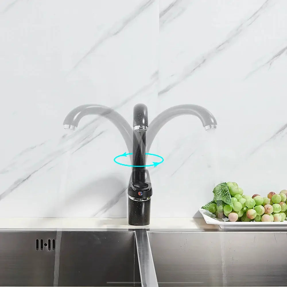 DecorBites™ Brass Black Kitchen Sink Faucet Single Handle Swivel Spout Mixer Tap