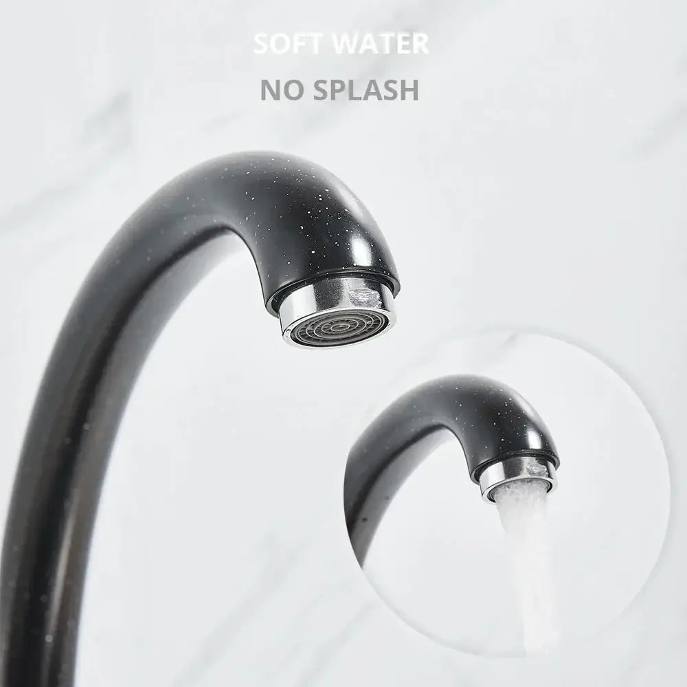 DecorBites™ Brass Black Kitchen Sink Faucet Single Handle Swivel Spout Mixer Tap
