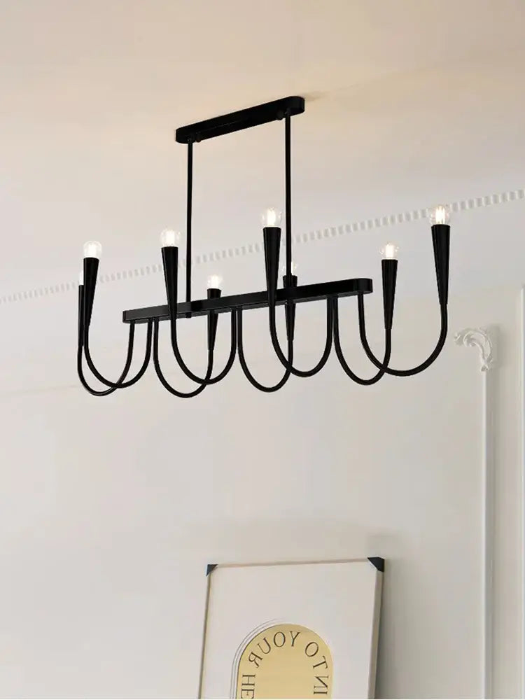DecorBites™ Black Pendant Chandelier: Luxury French Style Candle Hanging Light for Kitchen Island