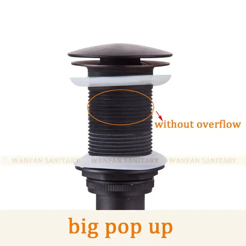 Modern brass black pop up drain stopper bathroom sink overflow