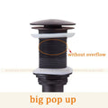 Modern brass black pop up drain stopper bathroom sink overflow
