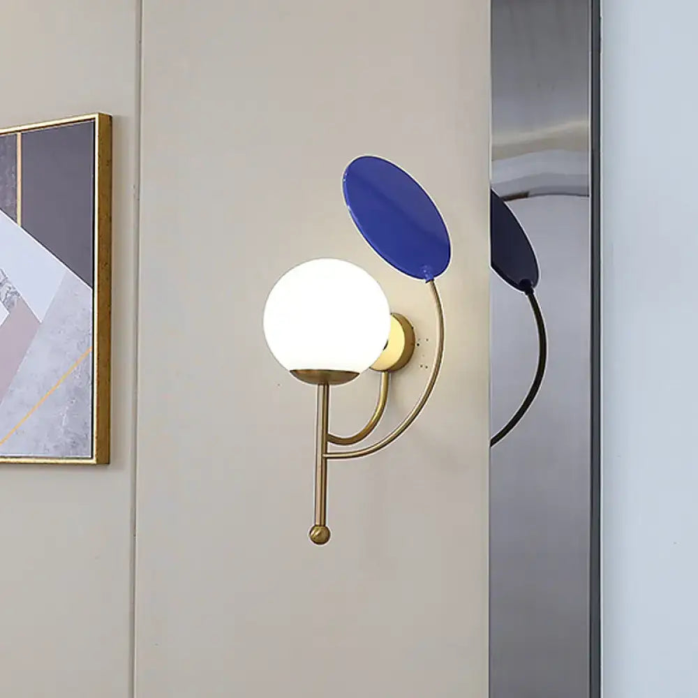 DecorBites™ Contemporary Black Round Wall Lighting: 1-Light Sconce with White Frosted Glass, Mirror Deco - Ideal Bedside Fixture