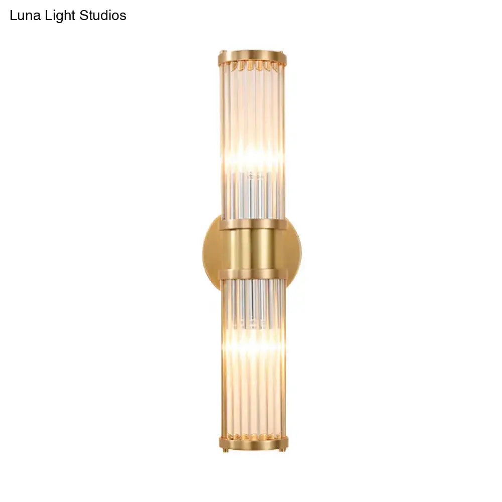 Modern brass clear crystal wall lamp bedroom sconce